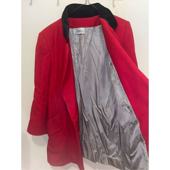 Vintage coats by Cattiva Anglo fabrics pure wool red luxe overcoat size medium - Picture 9 of 16